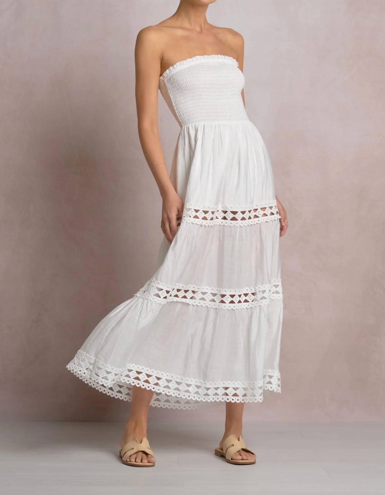 Elan - Turks Strapless Maxi Dress with Crochet Detail