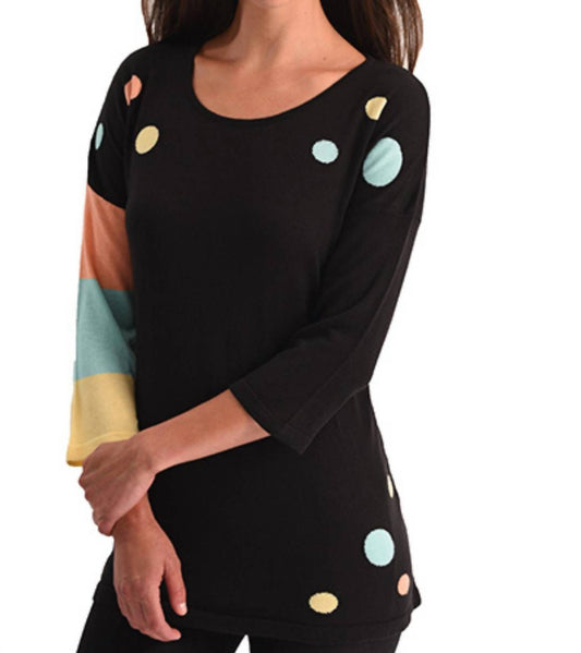 Polkadot-Stripe Sleeve Top