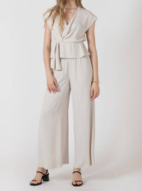 Dex Clothing Flowy Wide Leg Pant in beige - women's pants - alternate view