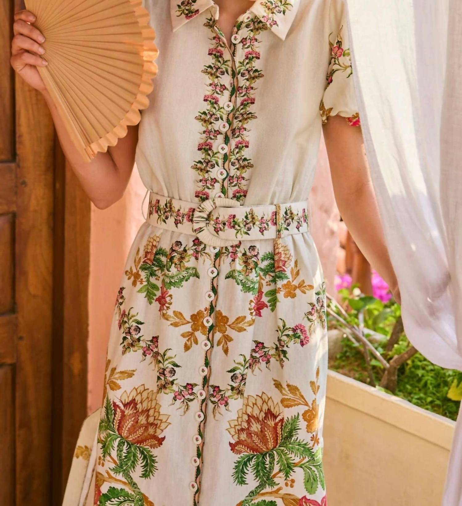 HEMANT & NANDITA Pahi Long Shirt Dress in white - women's dress - detail view