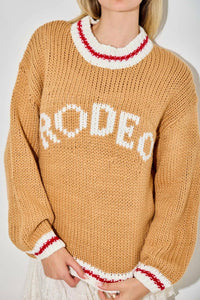Baevely by Wellmade Rodeo Knit Crewneck Sweater in camel - women's sweater - view 4