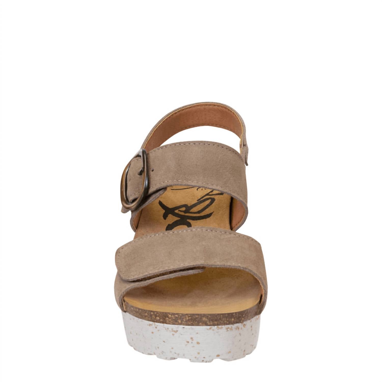 OTBT Women's Peasant Wedge Sandals in greige - women's shoe - detail view