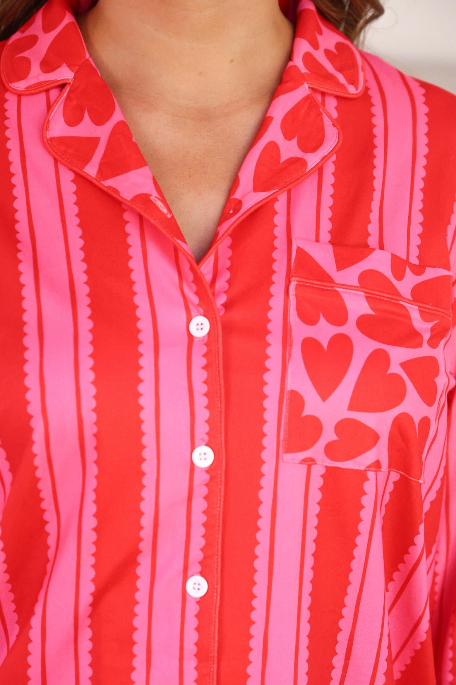 Jess Lea - Heartfelt Stripes Ruffle Pajama Set