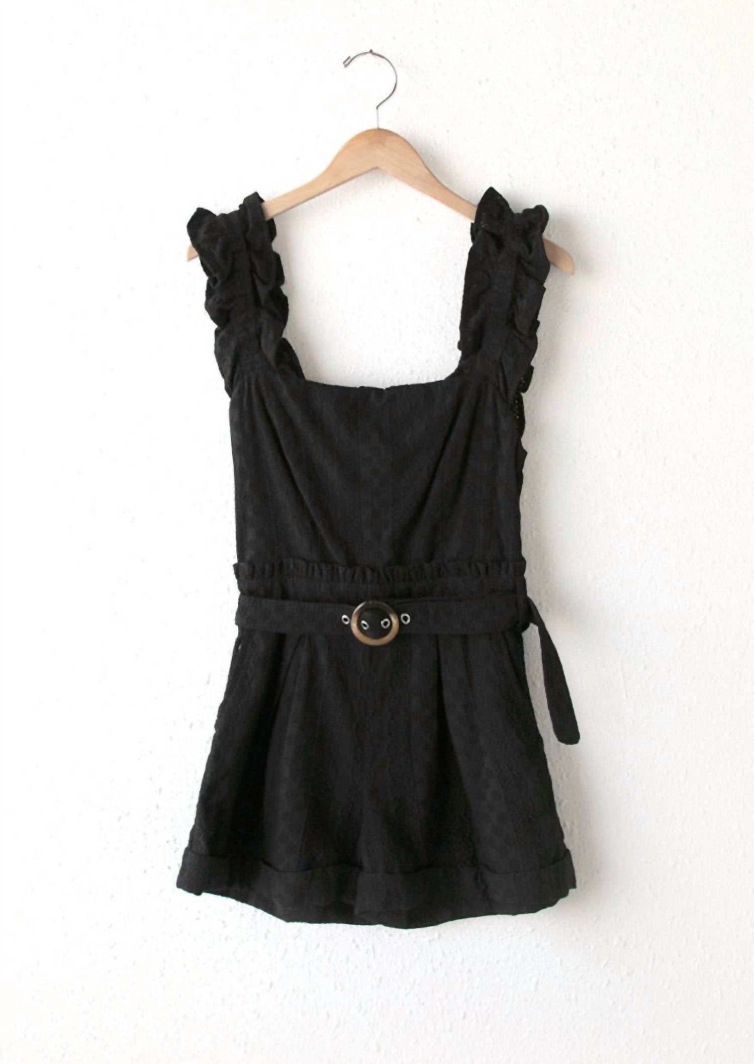 Greylin - Sandi Embroidered Eyelet Scrunchie Strap Romper
