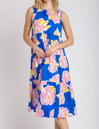 Umgee - Sleeveless Tiered Midi Floral Print Dress