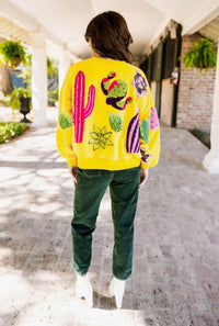 QUEEN OF SPARKLES Cactus Sweatshirt in yellow - women's top - view 4