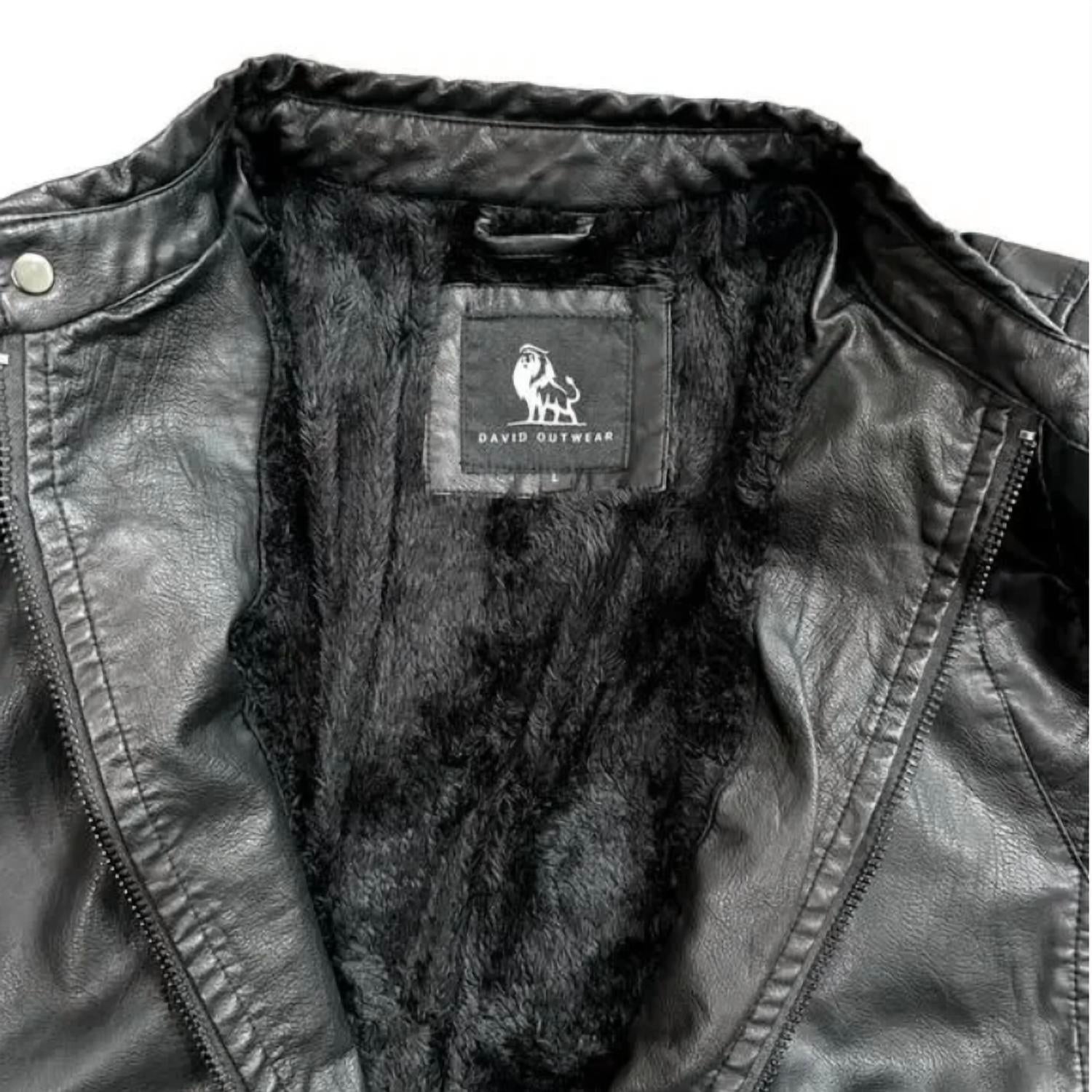 David Outerwear - Men’s Faux Leather Moto Jacket