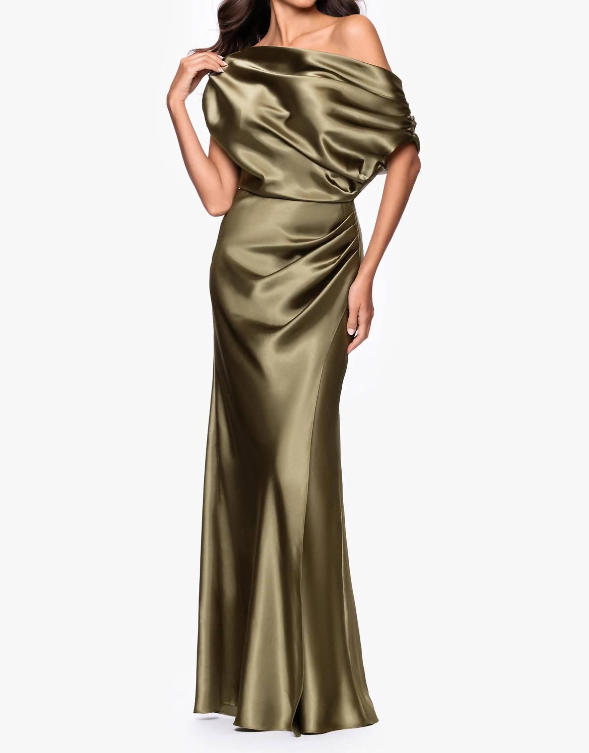 Betsy & Adam - Sofia Satin Drop Shoulder Dress