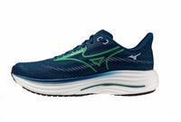 MIZUNO Men's Wave Rider 29 Running Shoes in sailor blue goblin green - men's sneaker - detail view