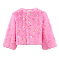 Lola + The Boys Kid's Cutie Charms Faux Fur in pink - item - view 4