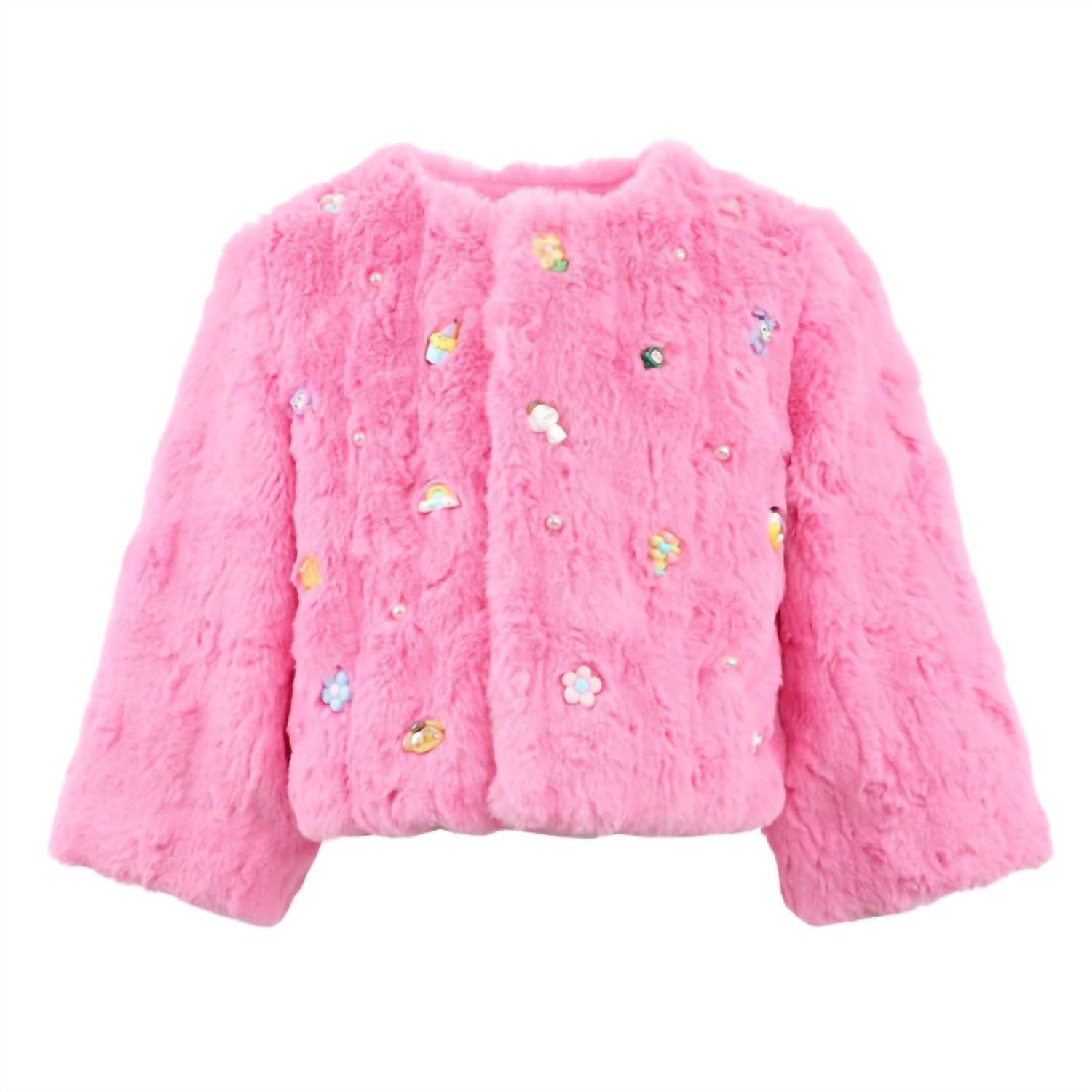 Lola + The Boys Kid's Cutie Charms Faux Fur in pink - item - view 4