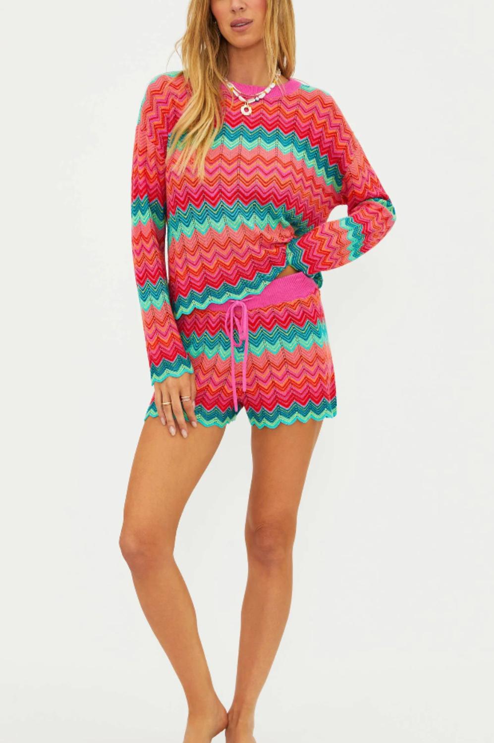 Beach Riot Balboa Short in strawberry ice chevron - women's shorts