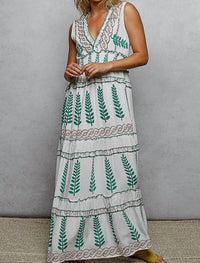 Pol - V Neck Ruffle Woven Sleeveless Long Dress