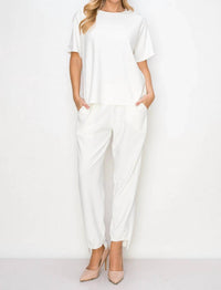 Joh Women's Katie Knit Crepe Pants in white - women's pants