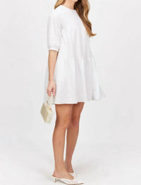 Before You - Floral Jacquard Puff Sleeve Tiered Mini Dress