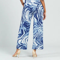 Clara Sun Woo Crepe Knit Front Slit Ankle Petal Pant in swirl wave - women's pants - alternate view