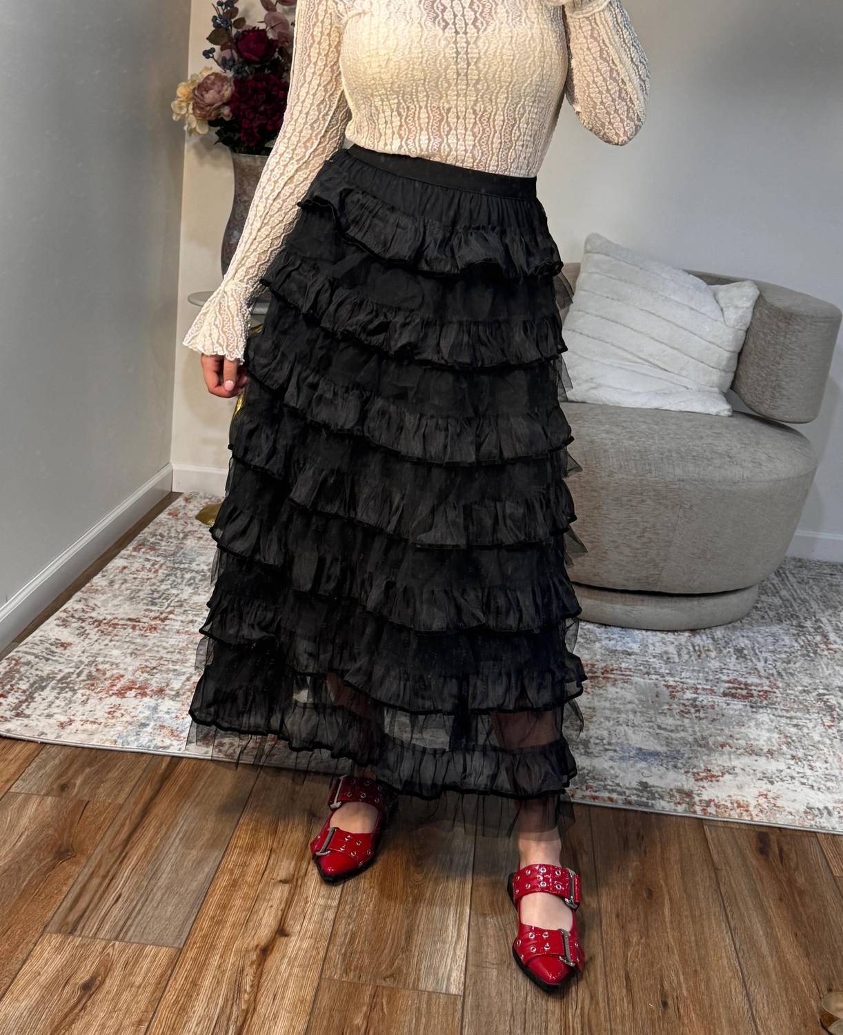 Urban Daizy - Sophia Layered Ruffle Maxi Skirt