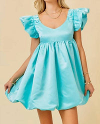 Day + Moon - Ruffle Sleeve Faille Bubble Dress