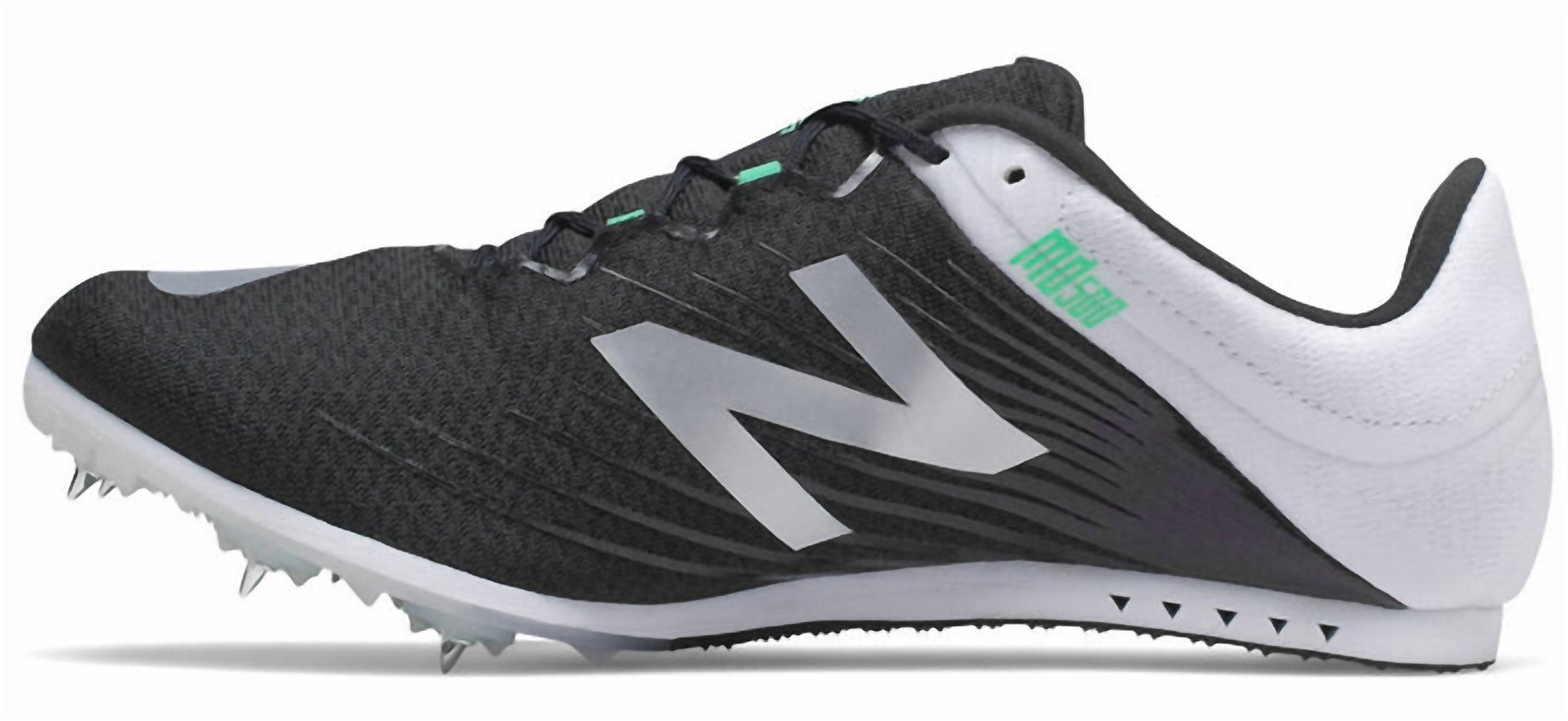 New Balance Men's Md500 V6 Spike Shoes in black white 1 - men's shoe - detail view