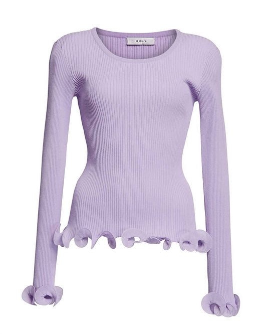 Women's Wired Edges Ribbed Knit Pullover Sweater