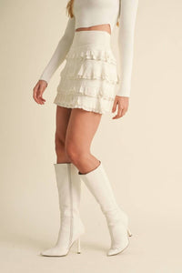 Mable - Lightweight Knit Ruffled Tiered Mini Skirt