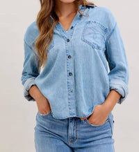 Judy Blue Western Denim Shirt in blue - women's shirt