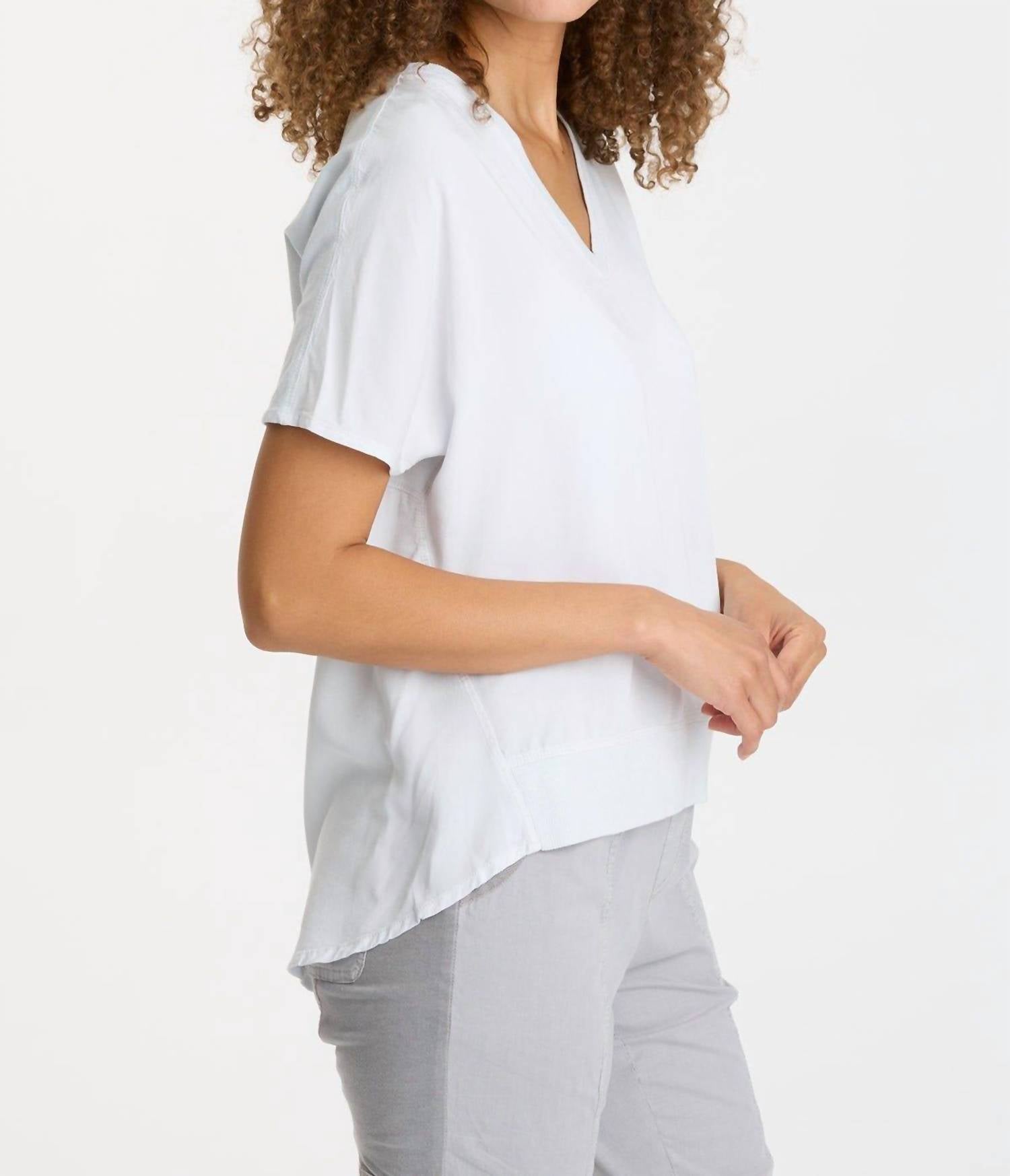 XCVI Twill Clara Top in fantail pigment - women's t-shirt - detail view
