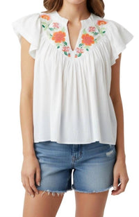 Mahila - Olene Embroidered Flowers Top