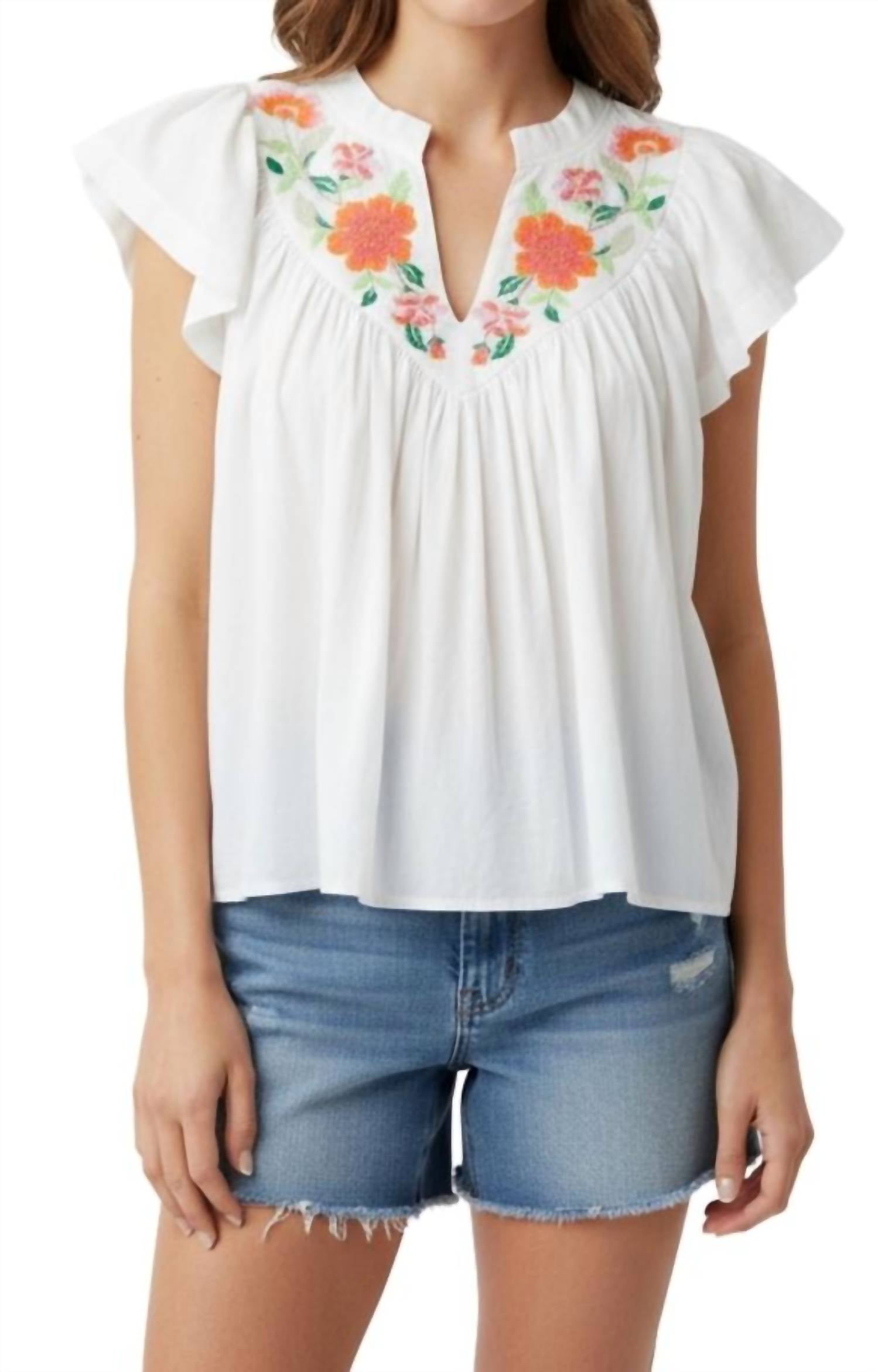 Mahila - Olene Embroidered Flowers Top