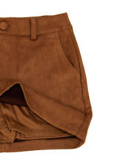 8apart Junior Women's Carson Suede Skort in brown - women's skirt - detail view