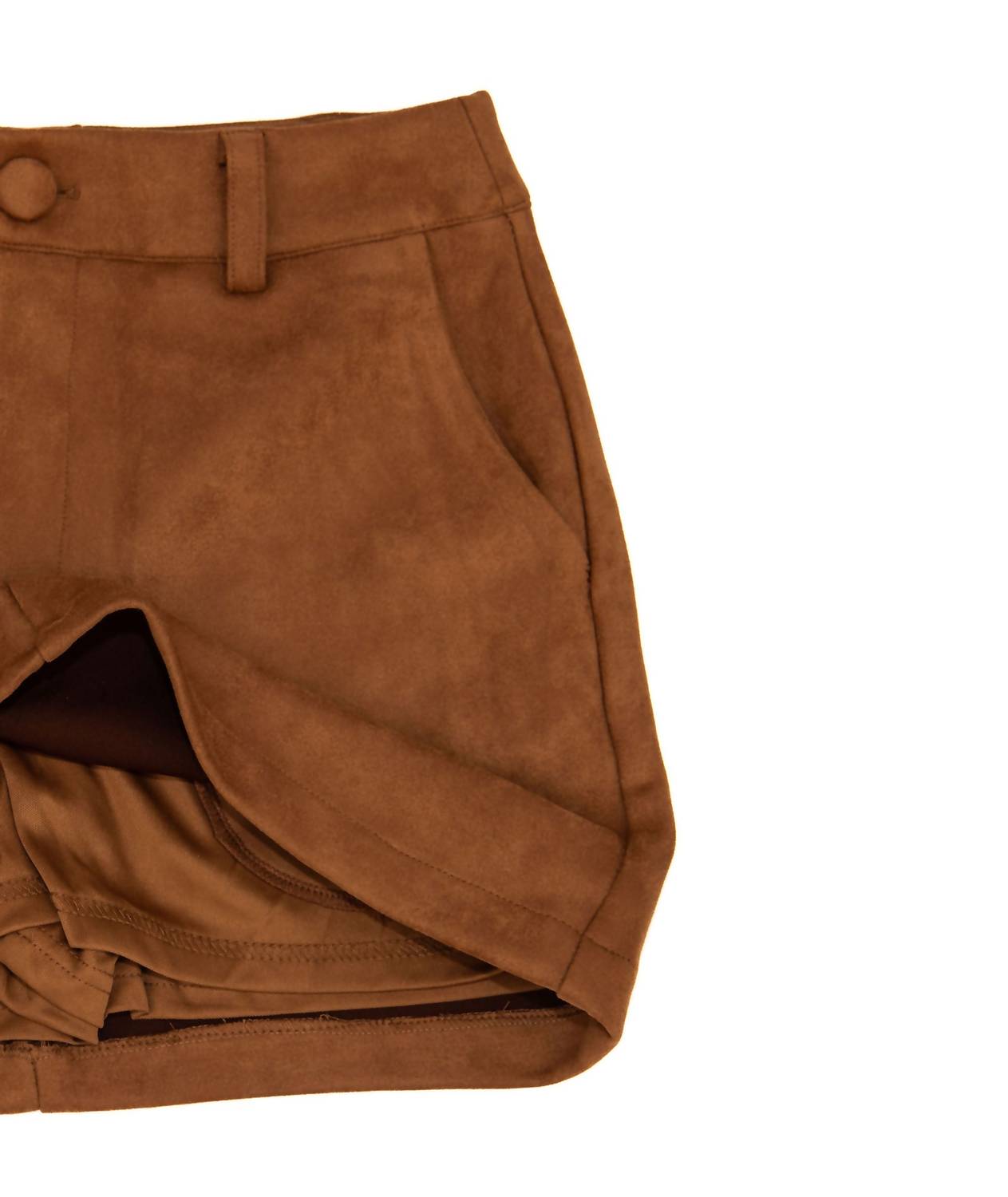 8apart Junior Women's Carson Suede Skort in brown - women's skirt - detail view