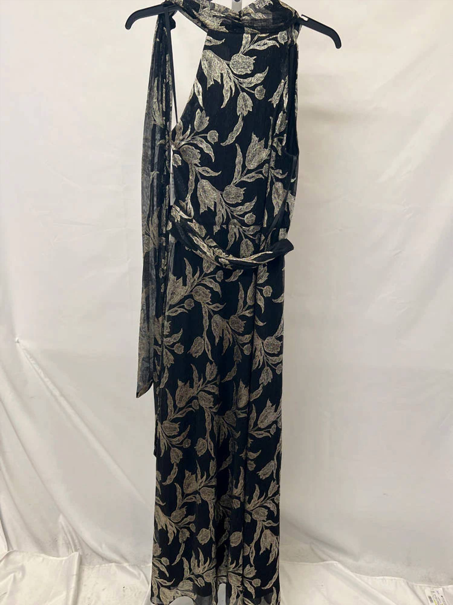 Betsy & Adam - Dana Long Mock Neck Foil Wrap Maxi Dress