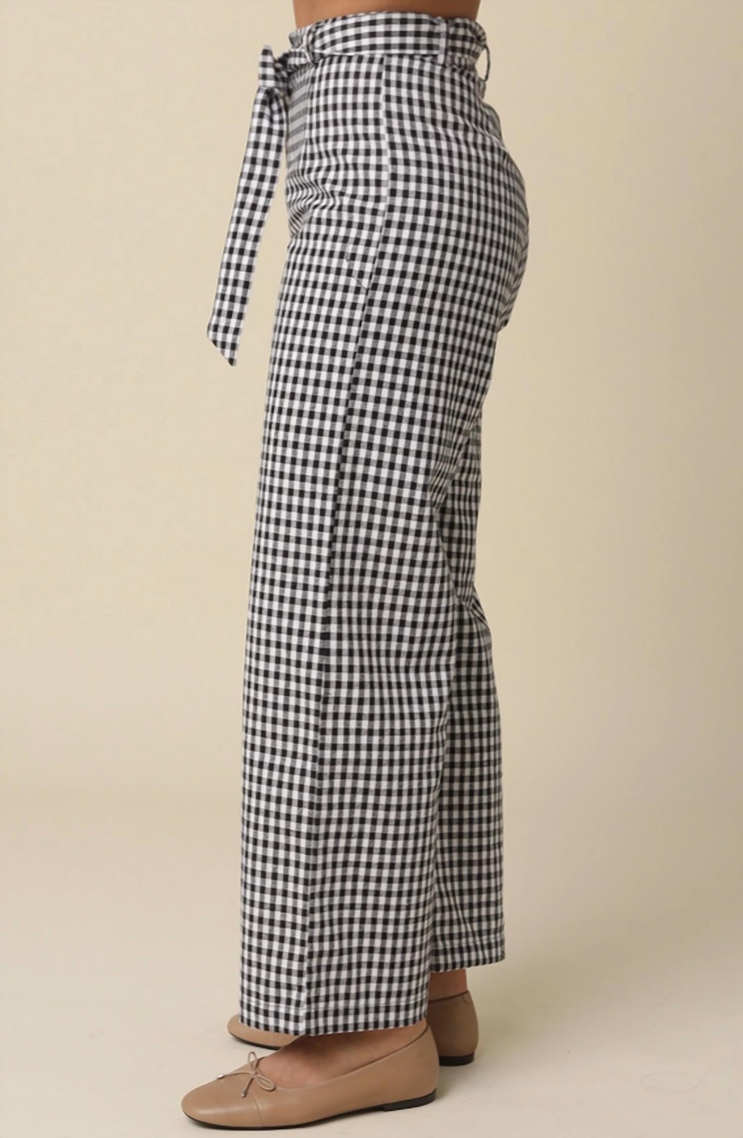 Olivaceous - Isis Gingham Tie-Waist Pants