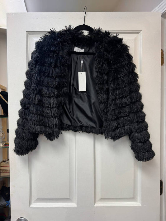 Sage The Label - Women's Faux Fur Fringe Open Jacket