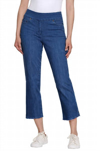 Multiples - Denim Pull-On Fringe Hem Crop Pant with Pockets