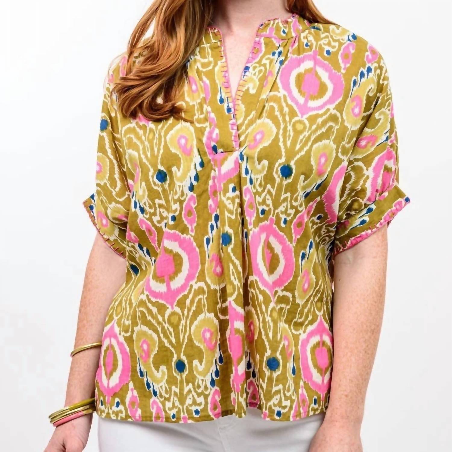 Ivy Jane - Women's Ikat Popover Top
