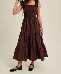 Wishlist - Plaid Holiday Smocked Dress