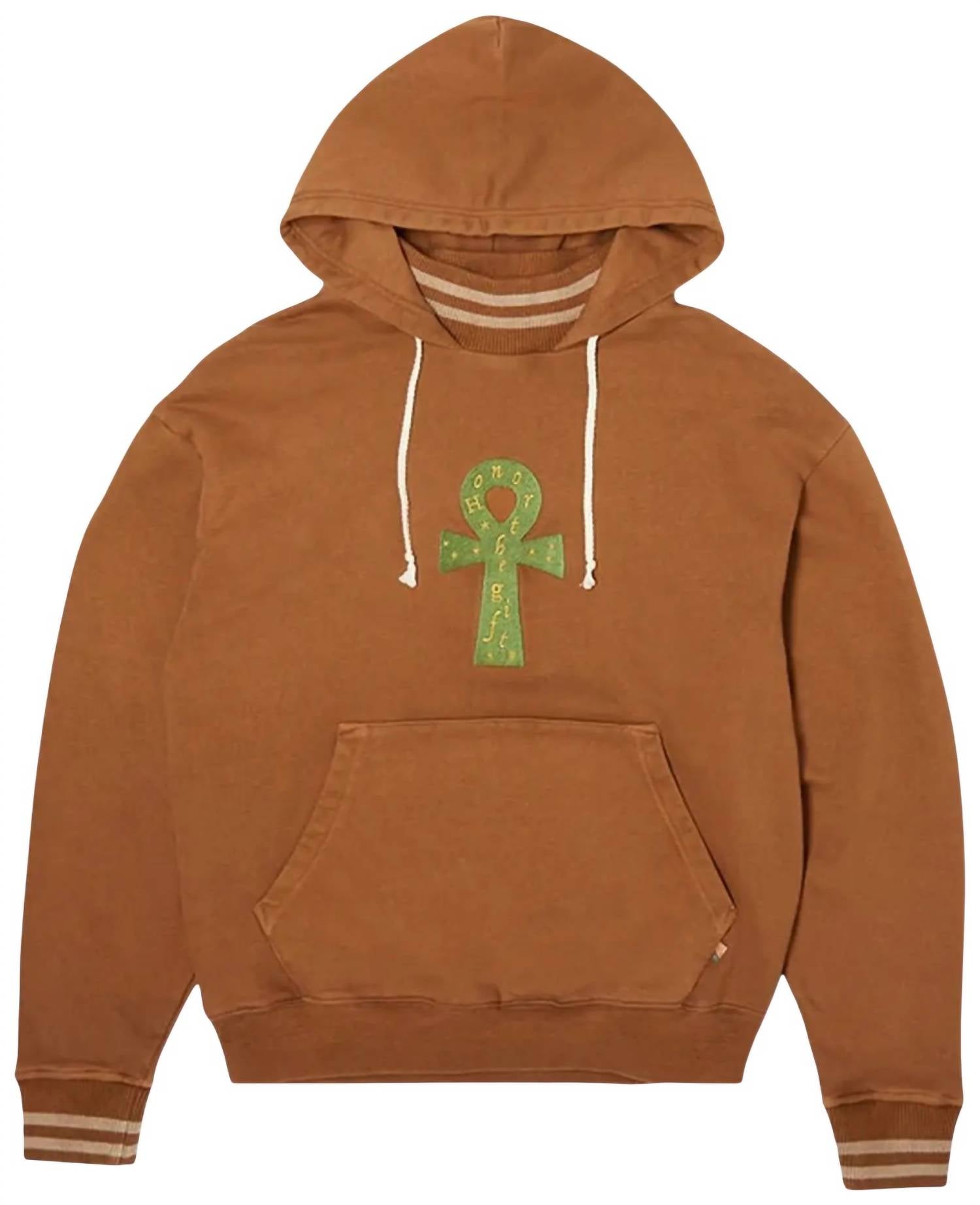 HONOR THE GIFT Men’s Higher Power Cotton Jersey Hoodie in brown - men's shirt