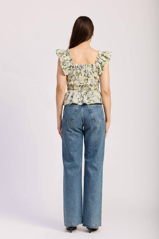 En Saison - Charleston Ruffle Sleeve Peplum Top