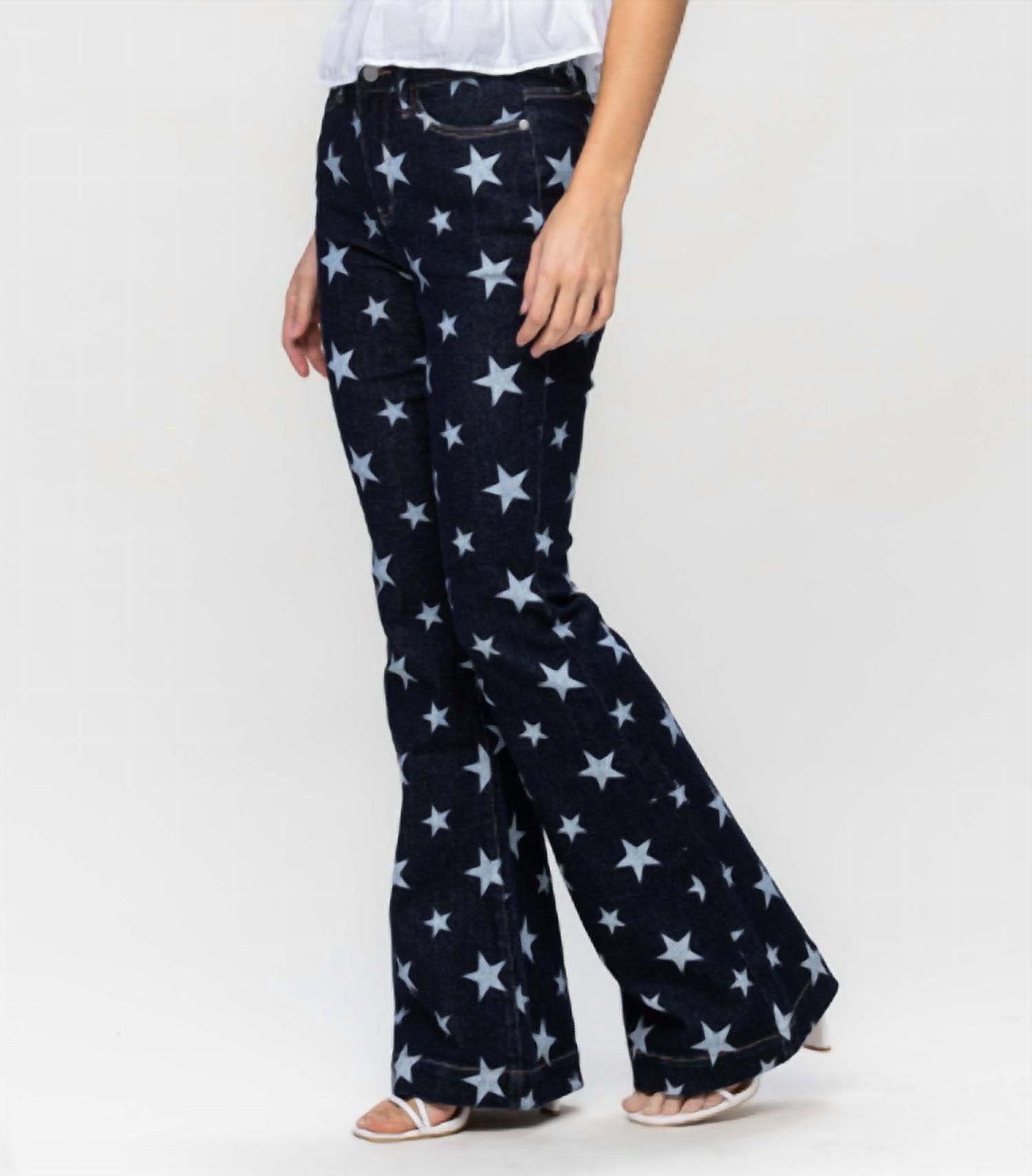 Judy Blue - High Waist All Over Star Print Flare Jeans