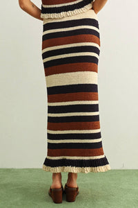 Nyland - Jacinta Color Blocked Ruffle Hem Knit Skirt