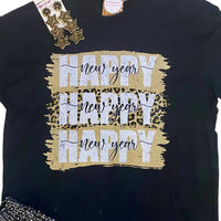 Way Down South - Women's Leopard Print Happy New Year Tee