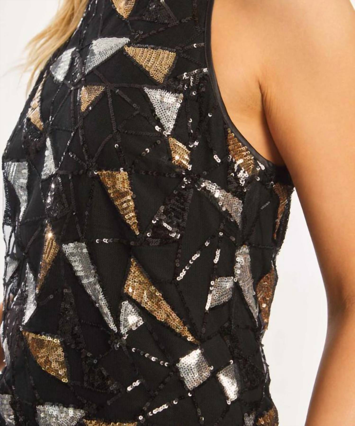 Caballero - Felice Precious Metal Geo Sequin Top