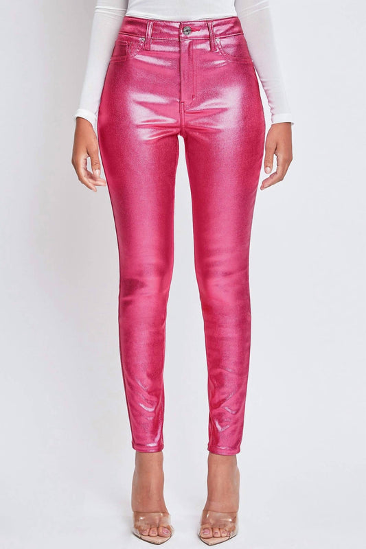 Ymi - Women's High Rise Skinny Leg Metallic Pants
