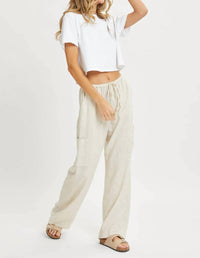 Sweet Lovely By Jen - Linen Blend Drawstring Pants