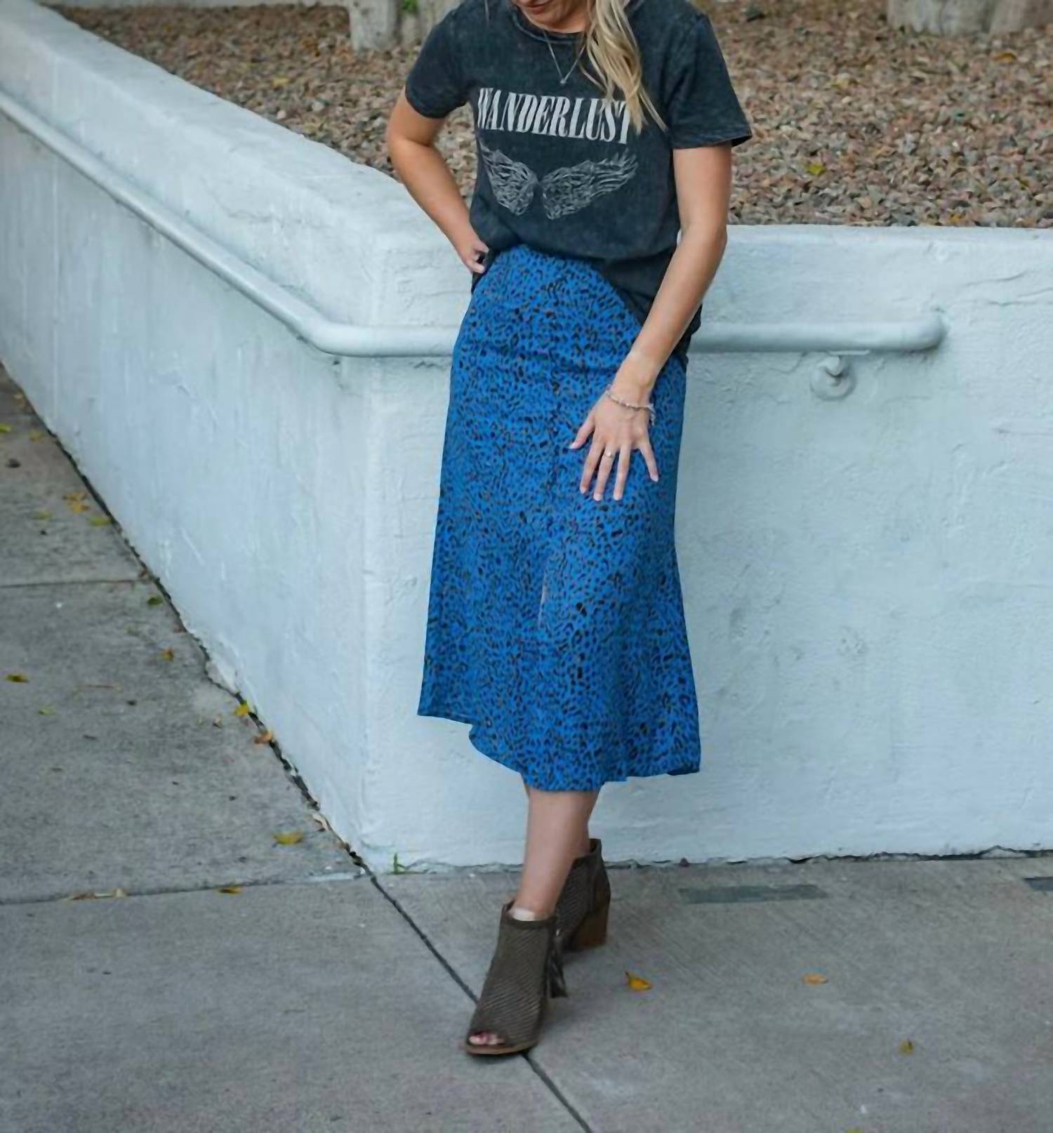 Skies Are Blue - Persian Animal Print Midi Skirt