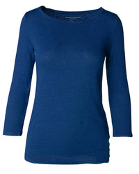 Majestic International - Women's Stretch Linen 3/4 Sleeve Boatneck Top