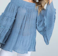 Blue B - Off Shoulder Ruffle Sleeve Top