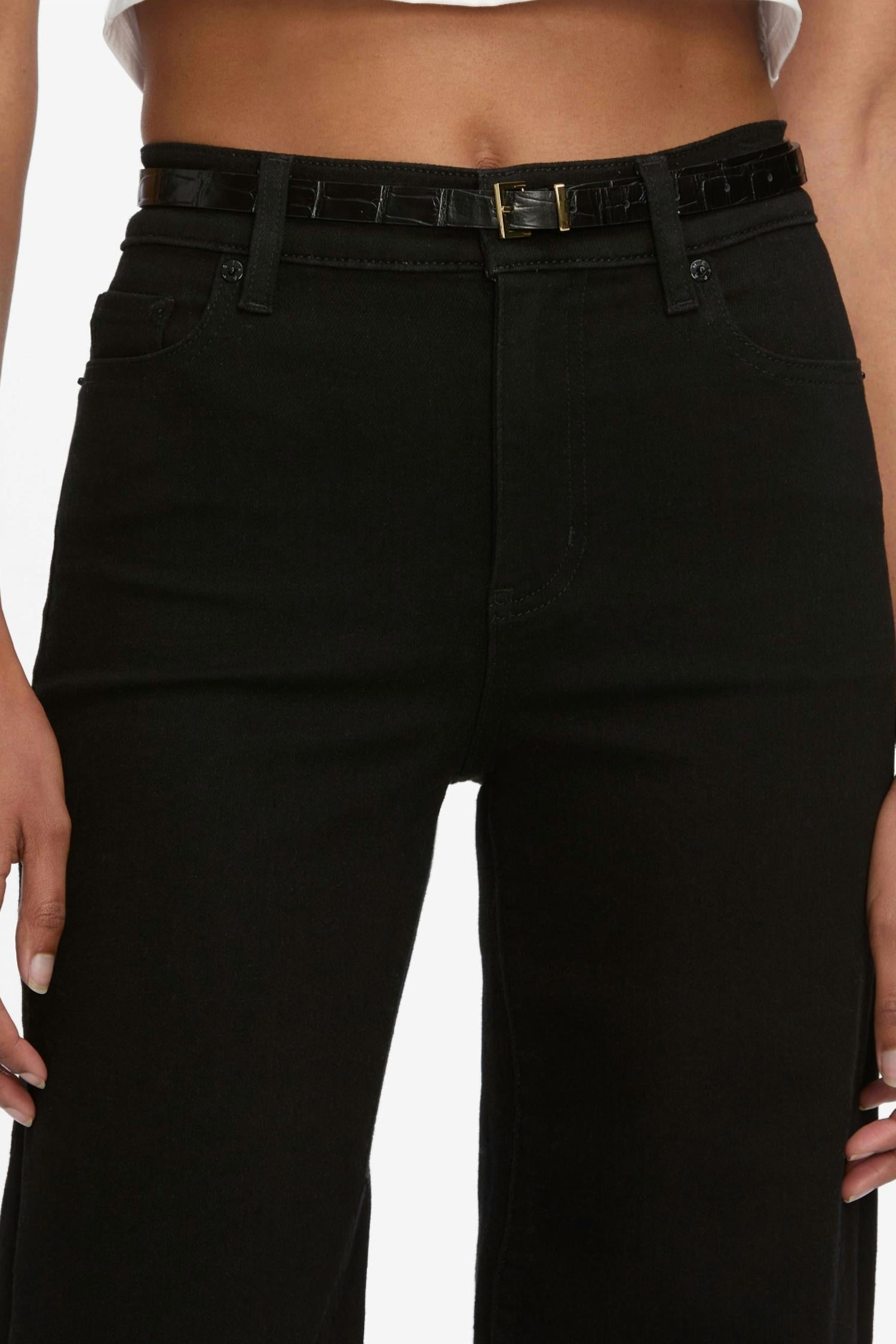 FRAME Le Slim Palazzo Pants in black - women's pants - alternate view