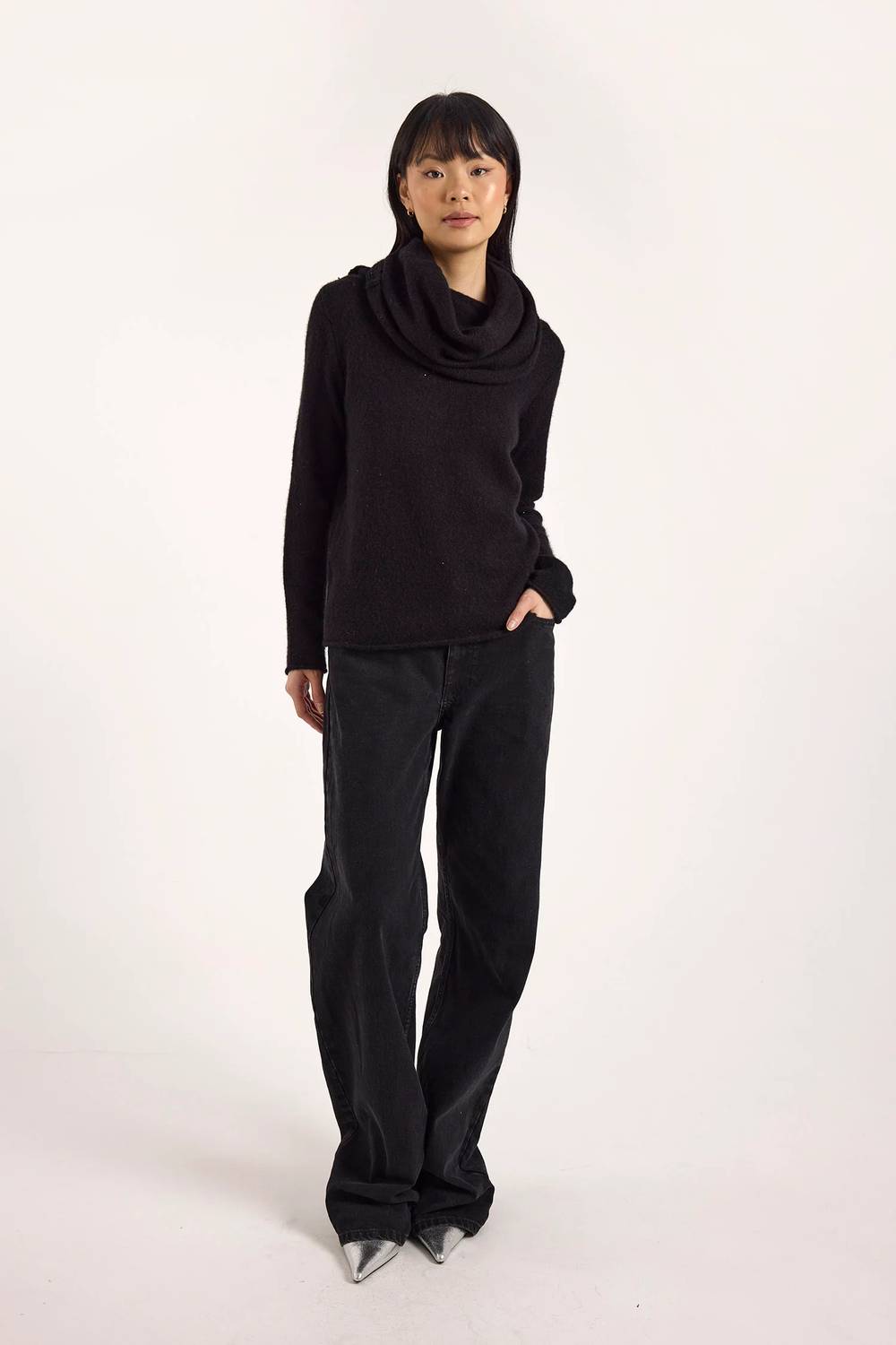 Brodie Cashmere - ESTELLE SPARKLE HOODED COWL NECK SWEATER